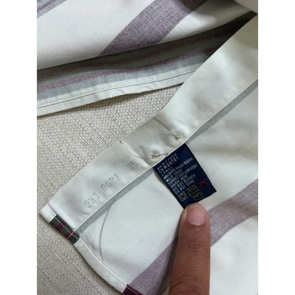Vintage Tommy Hilfiger Button Up Shirt Men's XL White Purple Striped Long Sleeve